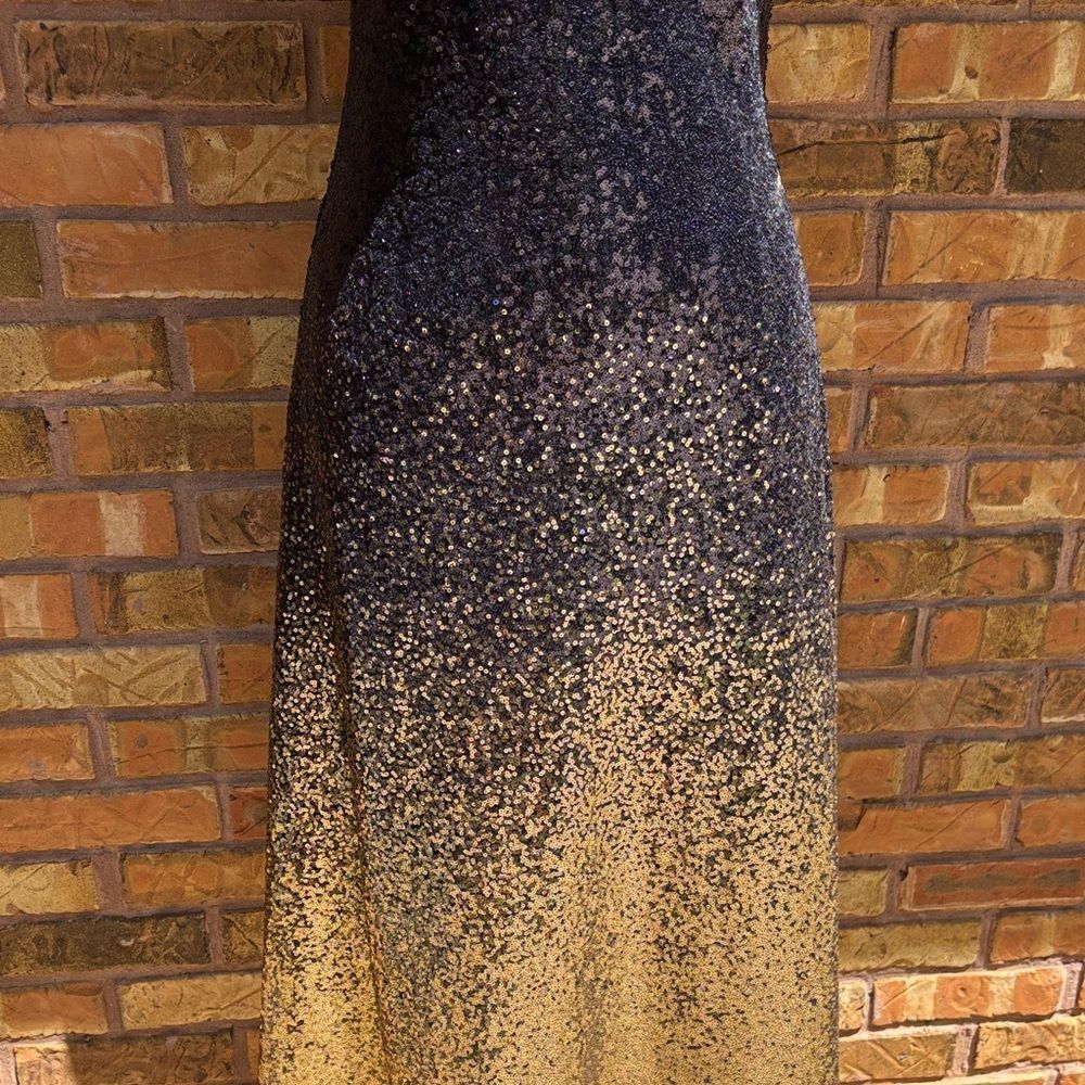 Johnny Was Selya Navy and Gold Sequin Midi Dress - Picture 7 of 9